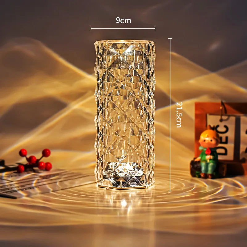 16 Colors USB Rechargeable Crystal Rose Diamond Touch Lamp