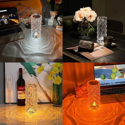 16 Colors USB Rechargeable Crystal Rose Diamond Touch Lamp