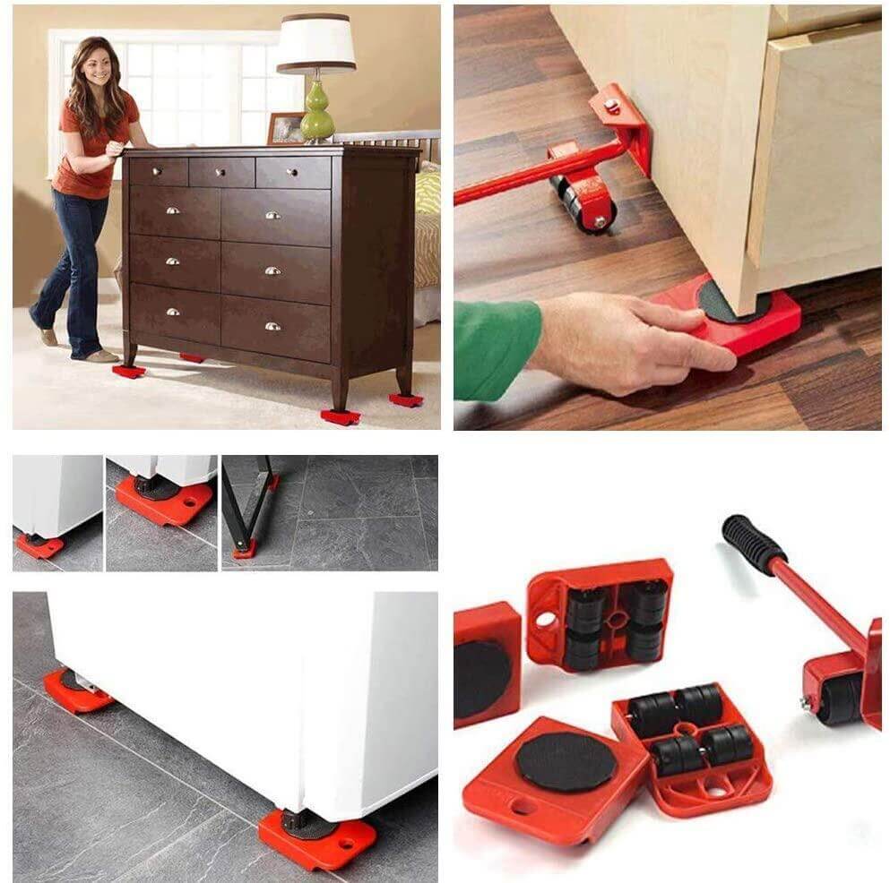 (5 In 1) Heavy Furniture Move Tool Transport Lifter Shifter Moving Kit