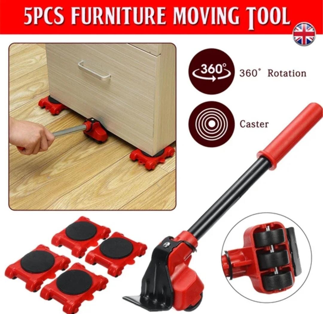 (5 In 1) Heavy Furniture Move Tool Transport Lifter Shifter Moving Kit