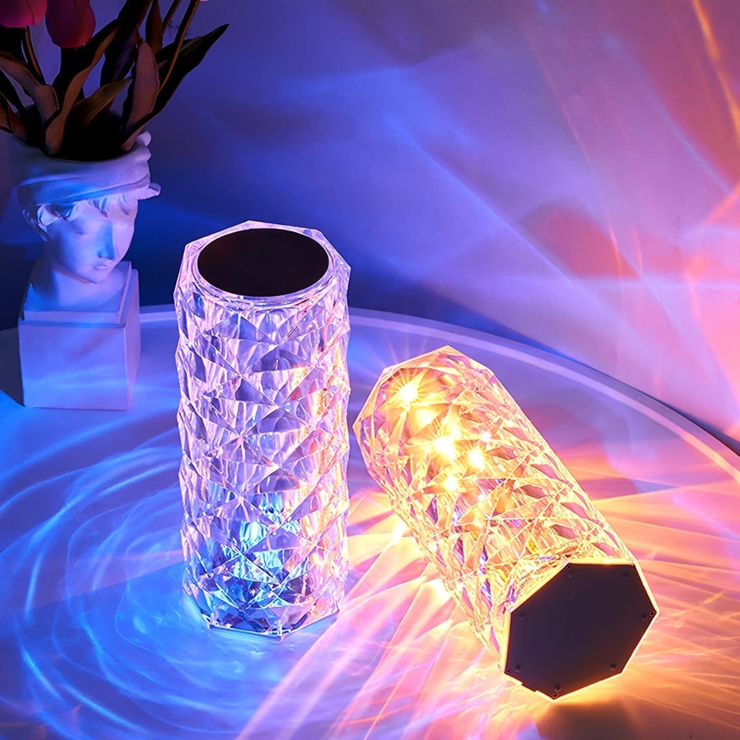 16 Colors USB Rechargeable Crystal Rose Diamond Touch Lamp
